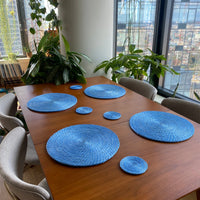 BLUE NATURAL PLACEMATS AND COASTERS 8 SET
