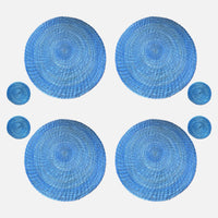 BLUE NATURAL PLACEMATS AND COASTERS 8 SET