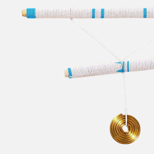 2 Stick Blue Hanging Beaded Mobile