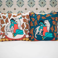 Lady Navy Blue Throw Pillows