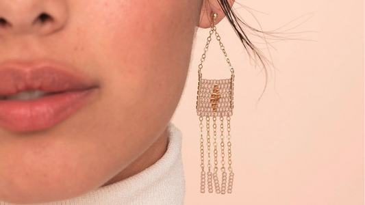 Long Beaded Earrings White