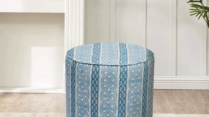 Blue Ottoman - Blue Geometric