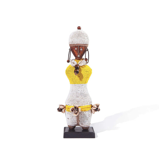 Yellow White Namji African Doll Decor Object