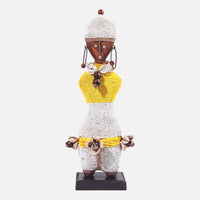 Yellow White Namji African Doll Decor Object