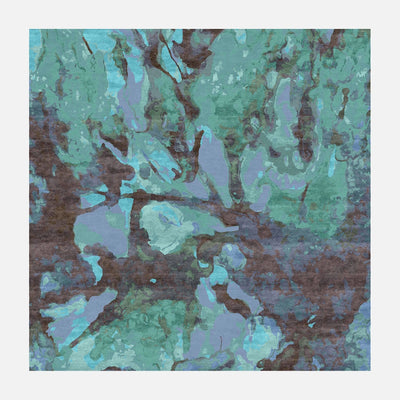 80 Knot Silk Wool Grenada Teal Brown Area Rug