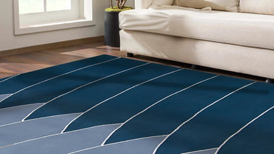 Egyptian handwoven blue and white cotton rug for living room from 54kibo