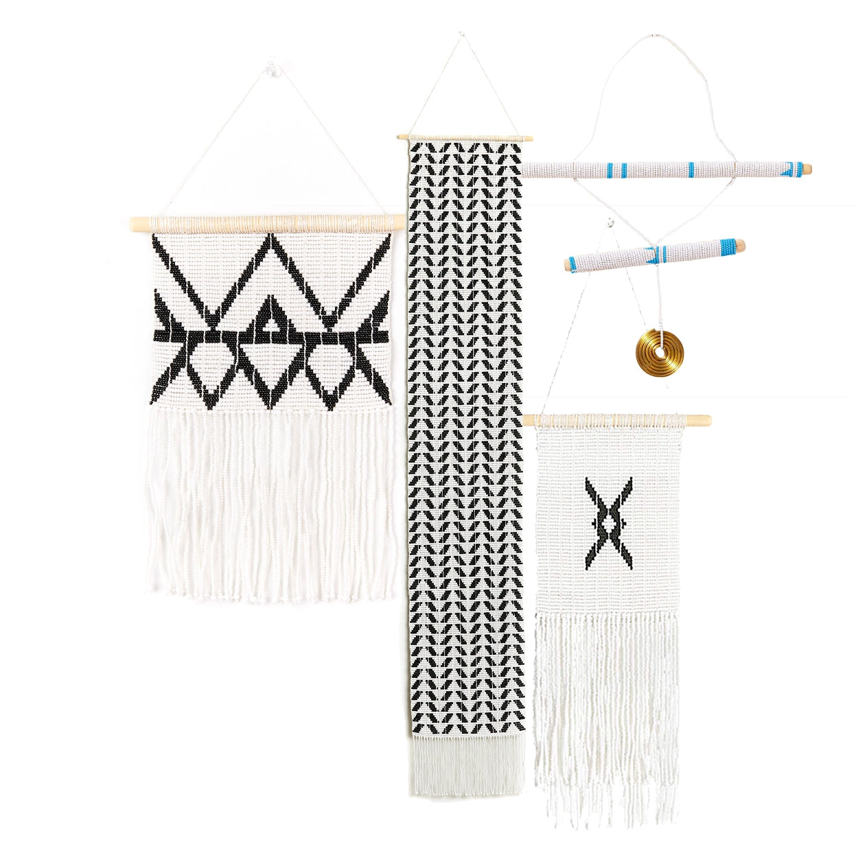 2 Stick Blue Hanging Beaded Mobile