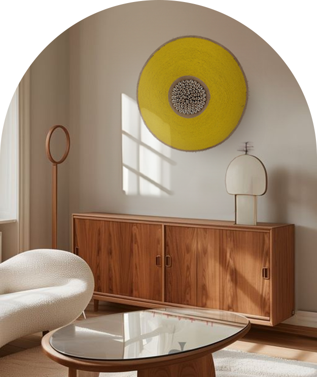 Wood Wall Decor - White Beads