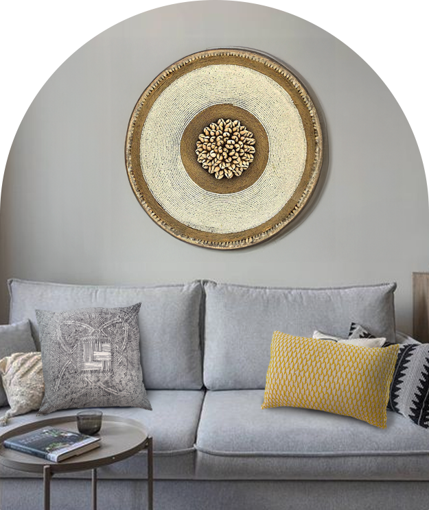 Wood Wall Decor - White Beads