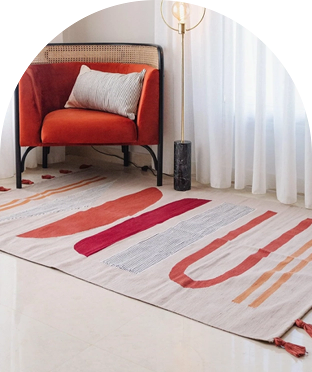 White Area Rug - Boho Wool