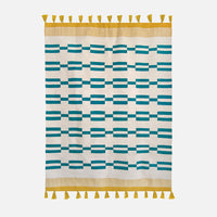 Yellow Teal Rug - Cotton
