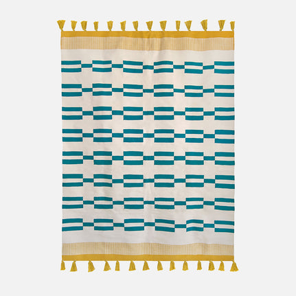 Yellow Teal Rug - Cotton