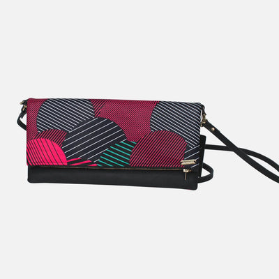Ankara Clutch - Black Red Stripe