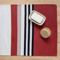 Bathroom Rug - White Red Mat
