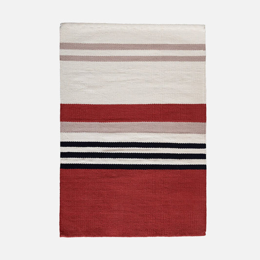 Bathroom Rug - White Red Mat