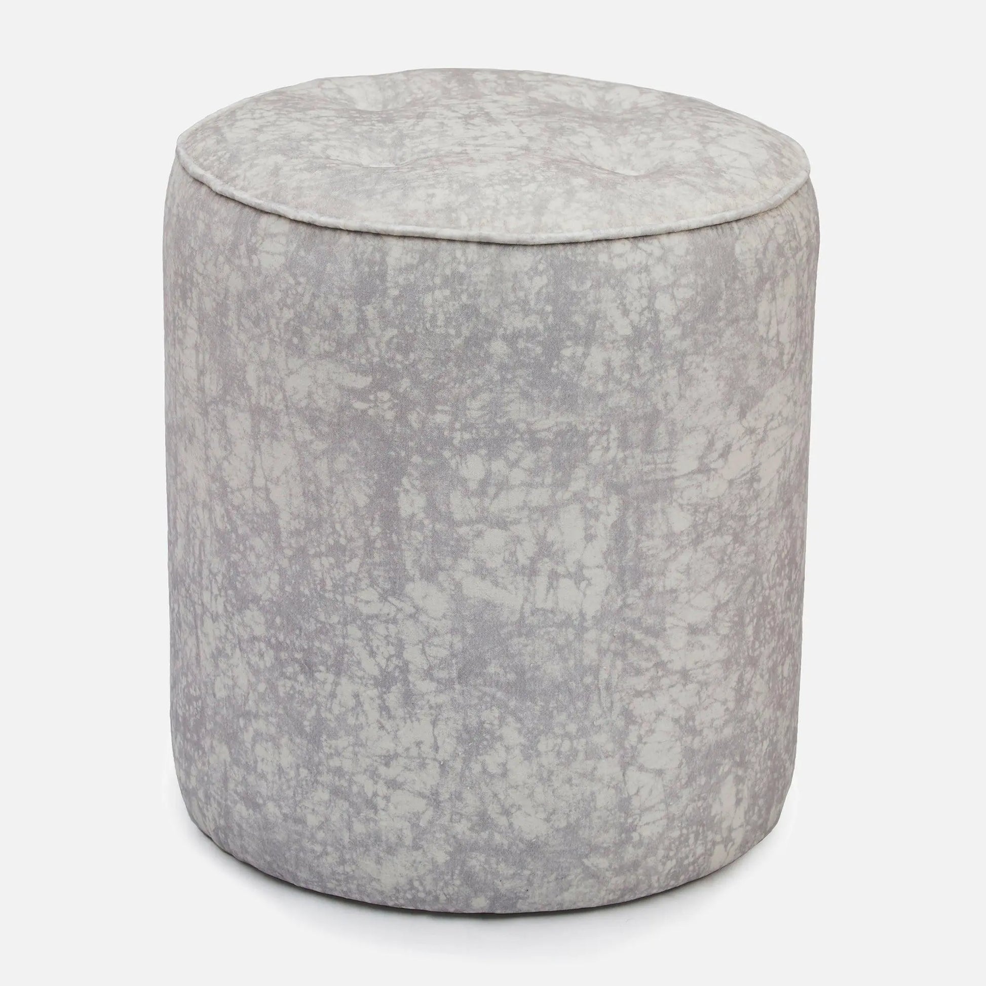 Batik Velvet Stone Gray Pouf
