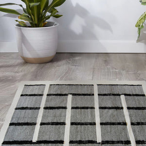 Black and White Geometric Rug - Wool
