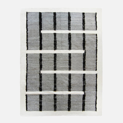 black and white geometric rug