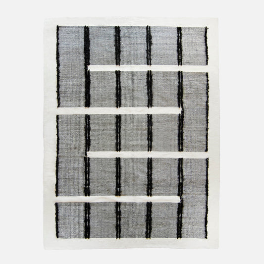Black and White Geometric Rug - Wool