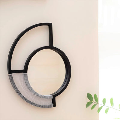 Black Wall Mirror - White Cord