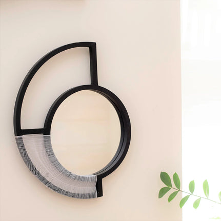 Black Wall Mirror - White Cord