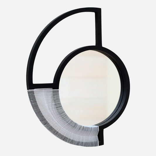 Black Wall Mirror - White Cord