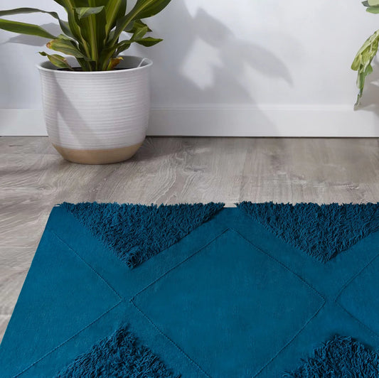 Teal and Blue Rug - Tufted Wool