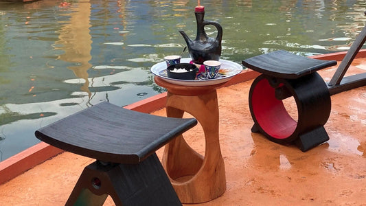Poolside seating with Djembe Natural side table from 54kibo.