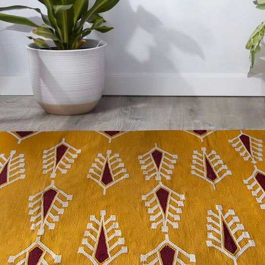 Cypress Floral Rug - Wool Mustard