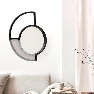 Black Wall Mirror - White Cord