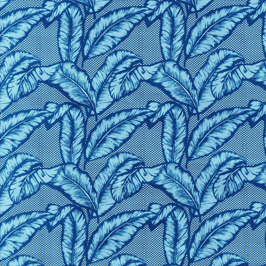 Leaf Blue Upholstery Fabric By The Yard
