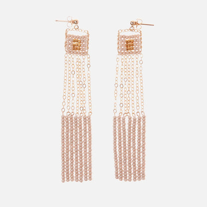 Long Beaded Earrings White