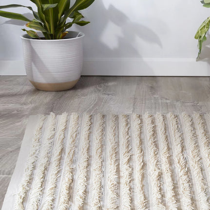 White Area Rug - Boho Wool