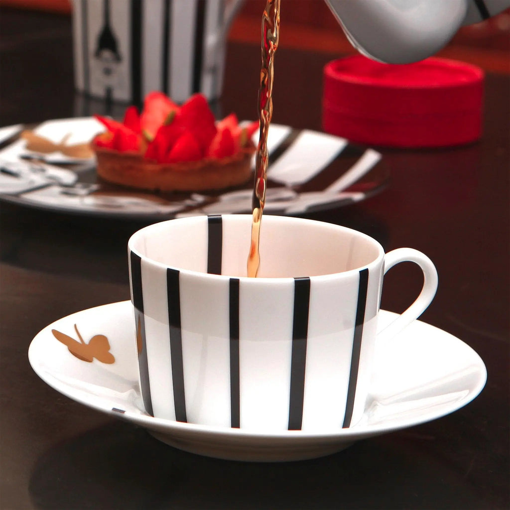 African Tea Set 8 pc, 4 Cups, 4 Saucers | Black, 54kibo
