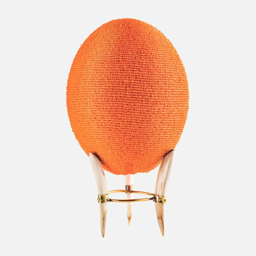 Orange Beaded Ostrich Egg Decor