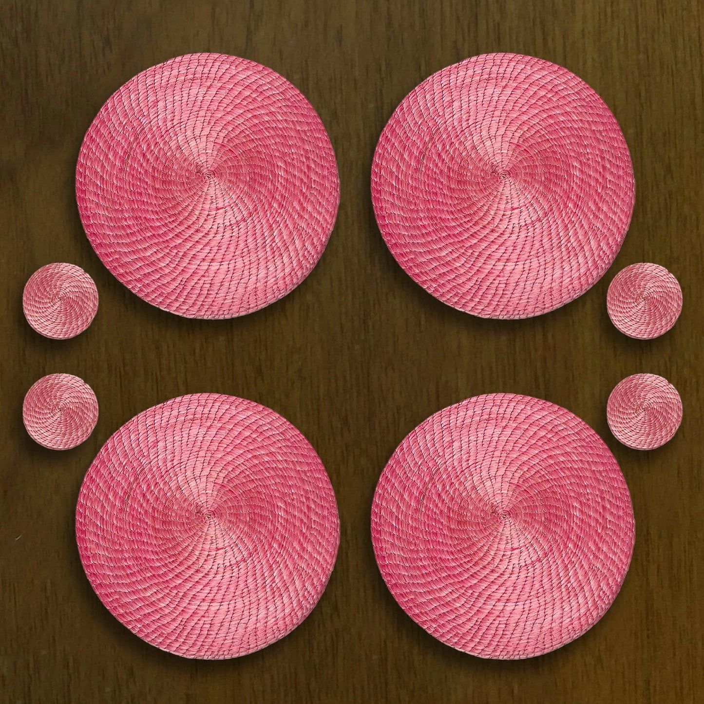 Pink Unique Placemats and Coasters 8 Set