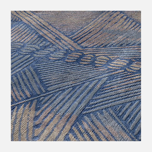 Sample 80 Knot Bamako Blue Silk Wool Rug
