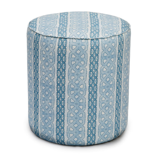 Blue Ottoman - Blue Geometric